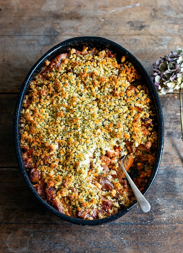 Cheat's cassoulet with pork, duck and sausage