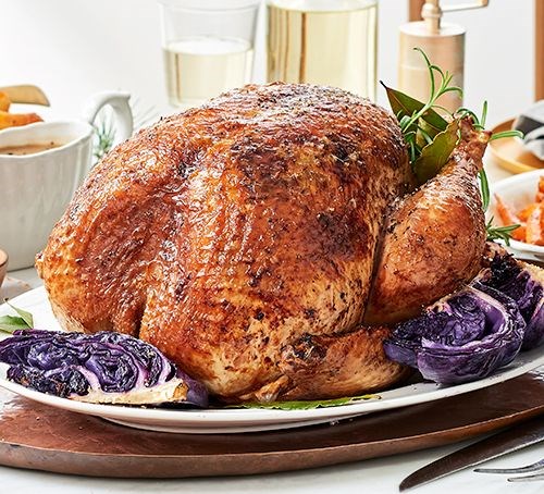 Cheat's Christmas turkey with red cabbage wedges