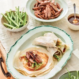 Cheat's crispy duck and pancakes