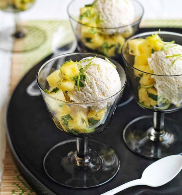 Cheat's lime, coconut and rum ice cream