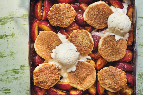 Cheat's nectarine cobbler