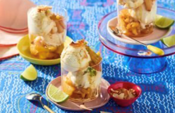 Cheat's pine lime and caramel ice cream parfaits