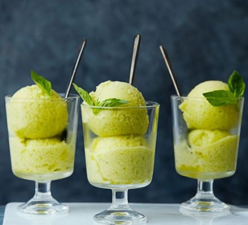 Cheat's pineapple, Thai basil & ginger sorbet