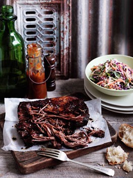Cheat's Texas brisket with coleslaw and barbecue sauce
