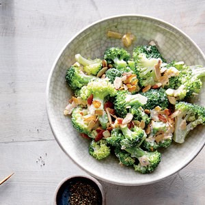 Cheddar and almond broccoli salad