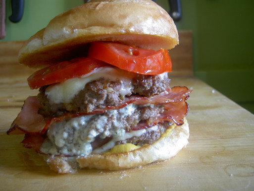 Cheddar and blue hamburger