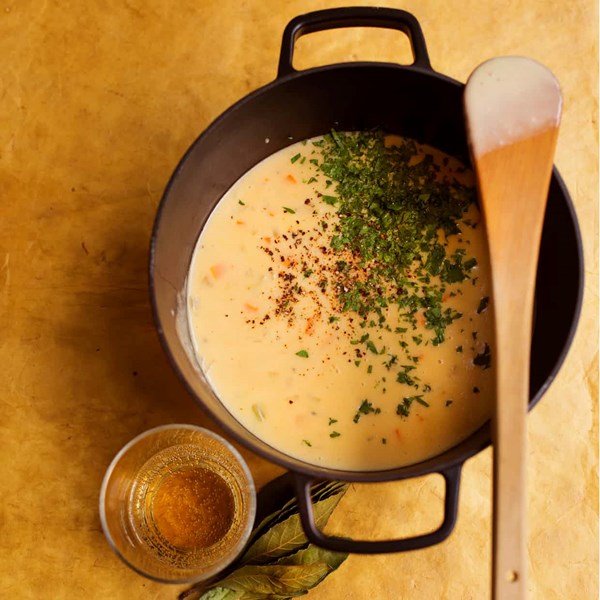 Cheddar and cider soup