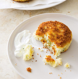 Cheddar and scallion mashed potato cakes