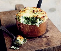 Cheddar and spinach souffles