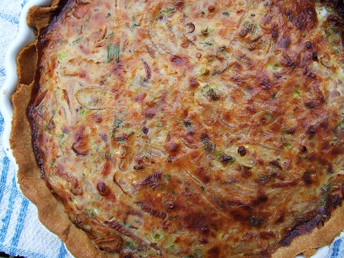 Cheddar cheese and onion tart