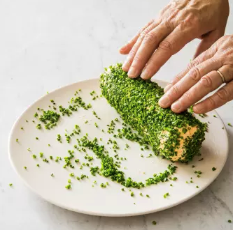 Cheddar cheese log with chives