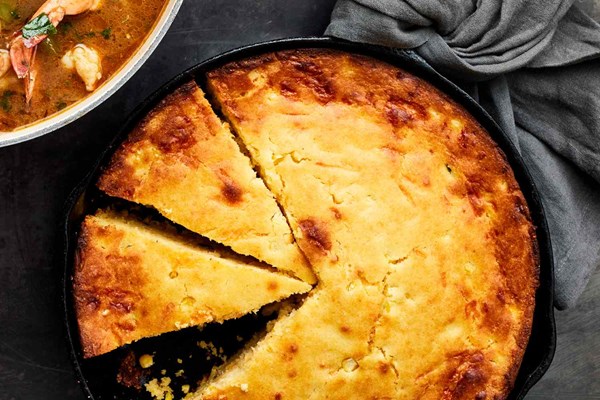 Cheddar, corn, and jalapeño cast-iron cornbread [Tiffany Derry, Roots Southern Table]