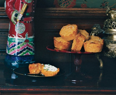 Cheddar corn muffins with jalapeño butter