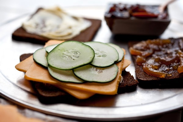 Cheddar, cucumber and marmalade sandwiches