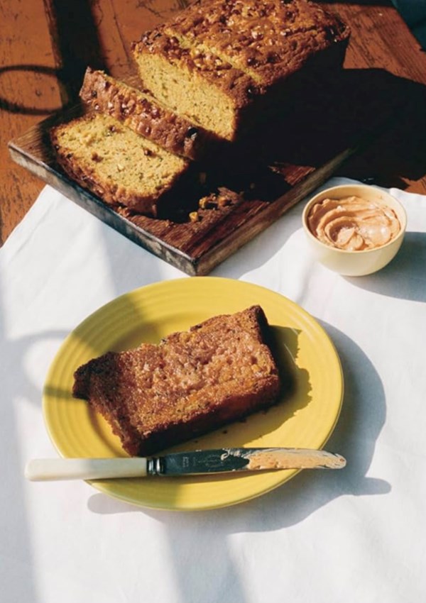 Cheddar, jalapeño, chive cornbread with maple harissa butter