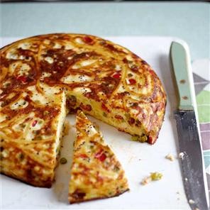 Cheddar pasta frittata