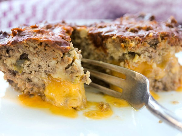Cheddar-stuffed jalapeño meatloaf with chili glaze