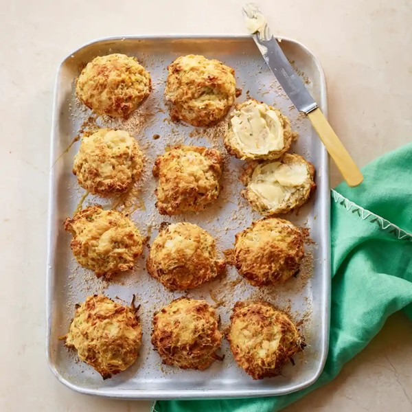 Cheddar, swede and wild garlic scones