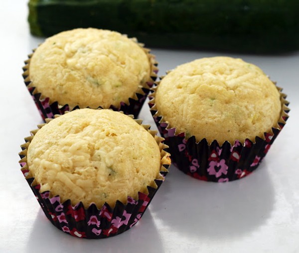Cheddar topped zucchini cornbread muffins