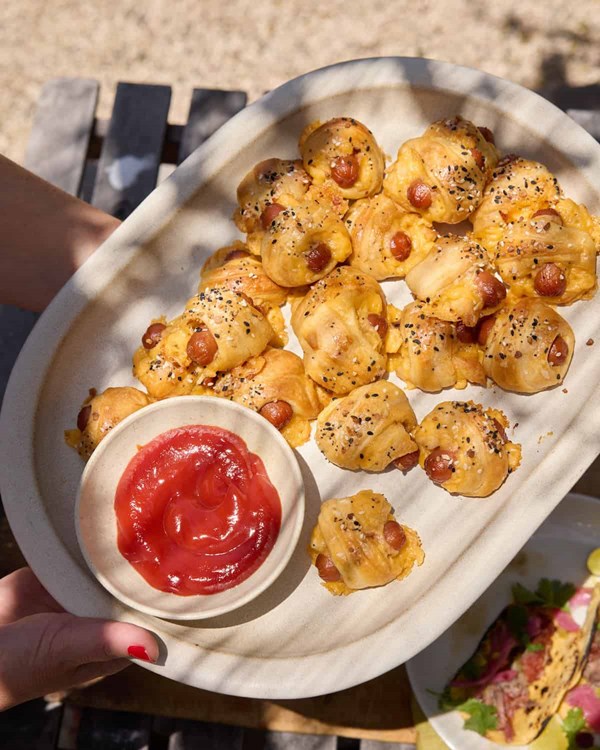 Cheddar wrapped pigs in blankets