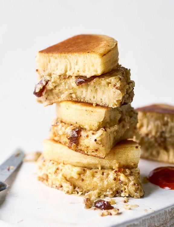 Cheese & onion giant crumpet toastie
