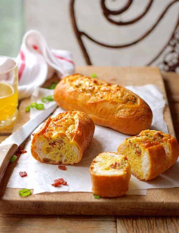 Cheese and bacon bread boats
