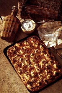 Cheese and bacon pastry (Tarte flambée)