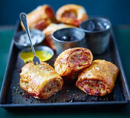 Cheese and Marmite sausage rolls
