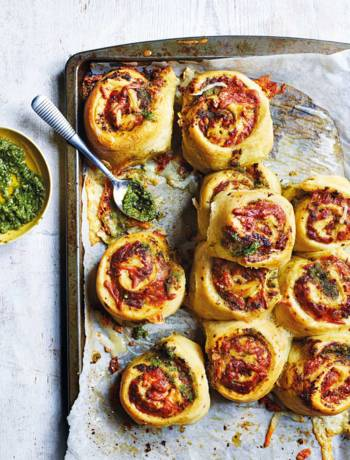 Cheese and pesto swirls
