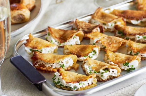 Cheese blintzes with goat's cheese