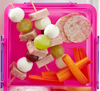 Cheese, ham & grape kebabs