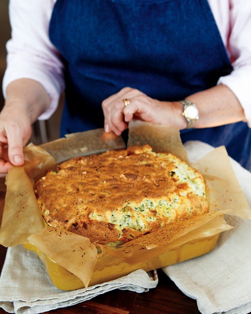 Cheese, leek, and herb soufflé casserole