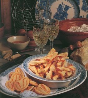 Cheese palmiers and straws