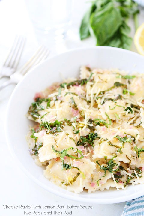 Cheese ravioli with lemon basil butter sauce