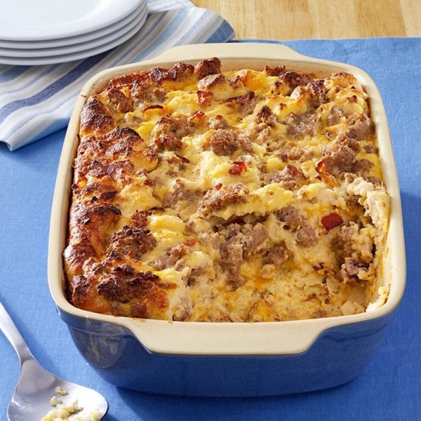 Cheese sausage strata