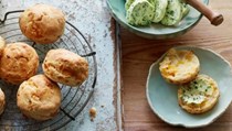 Cheese scones with chive butter