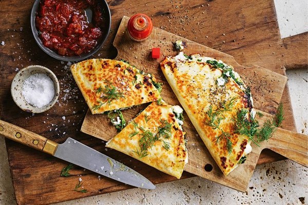 Cheese scraps quesadilla