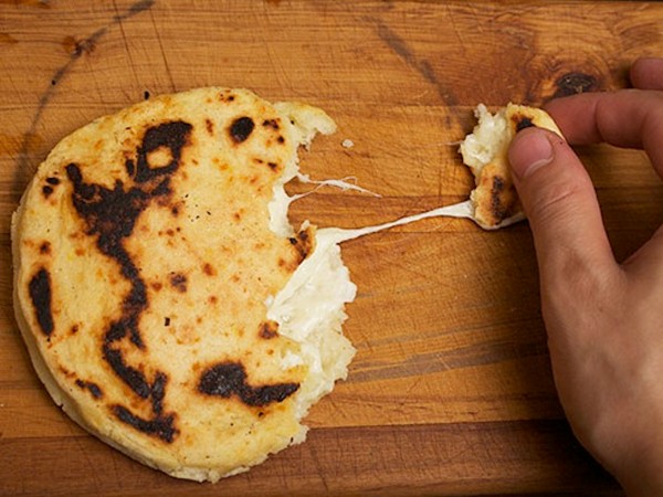Cheese-stuffed Colombian-style arepas
