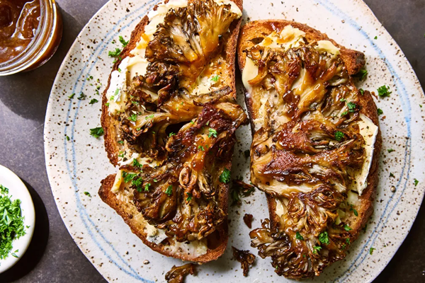 Cheese toasts with mushrooms, miso & honey