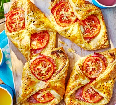 Cheese, tomato & ham turnovers