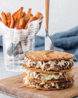 Cheeseburger and sweet potato fries