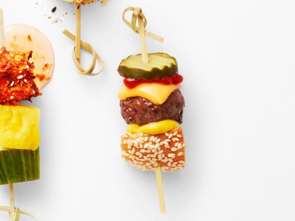 Cheeseburger slider skewers