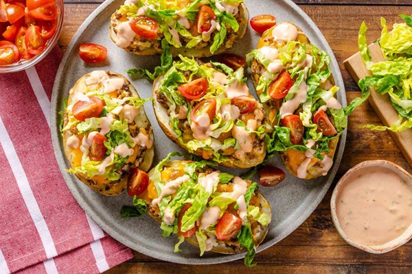 Cheeseburger twice baked stuffed potatoes 