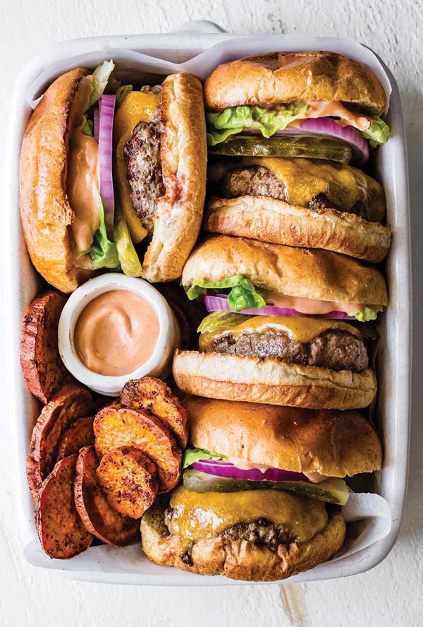 Cheeseburgers with everything sauce