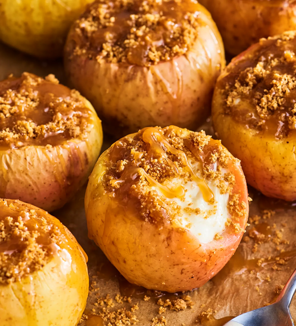 Cheesecake-stuffed baked apples