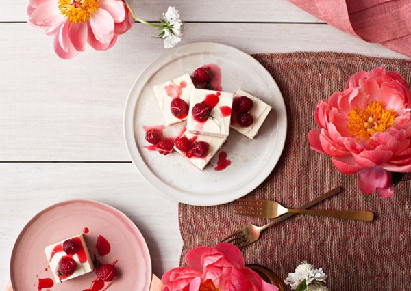 Cheesecake with ginger-lime candied raspberries