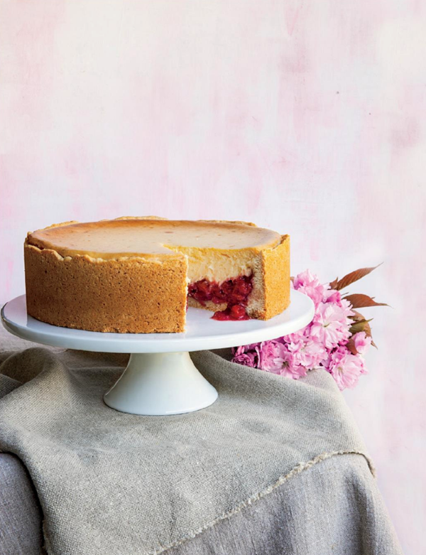 Cheesecake with sour cherry compote