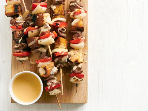 Cheesesteak kebabs