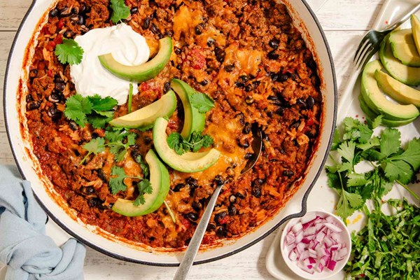 Cheesy baked taco skillet