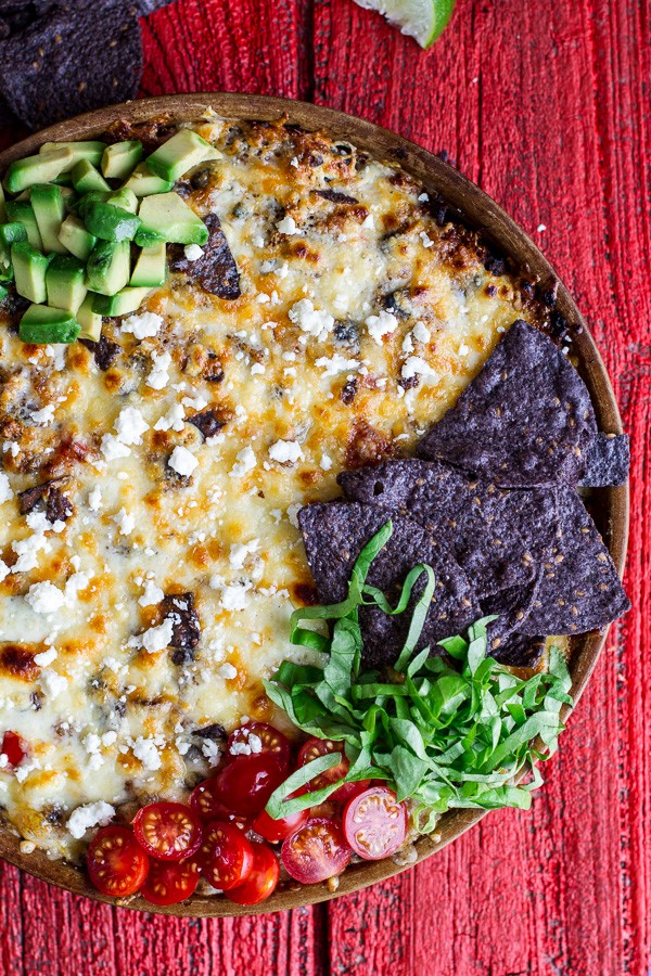 Cheesy black bean + quinoa taco bake